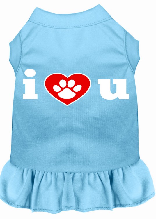 I Heart You Screen Print Dress Baby Blue XS